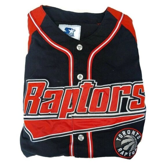 Vintage Starter Toronto Raptors Buttom Up Baseball Jersey Mens Size Large Black - Picture 6 of 7
